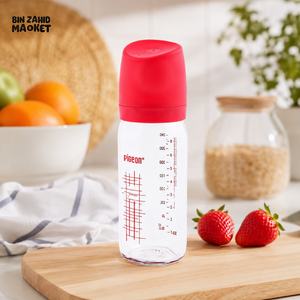 FARLIN WIDE NECK GLASS FEEDER 240ML - RED