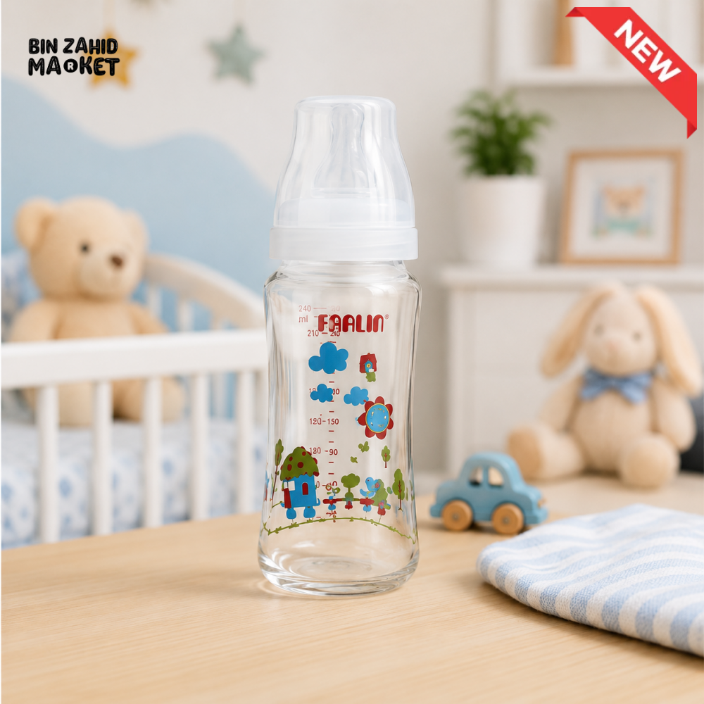 FARLIN WIDE NECK GLASS FEEDING BOTTLE 240 ML