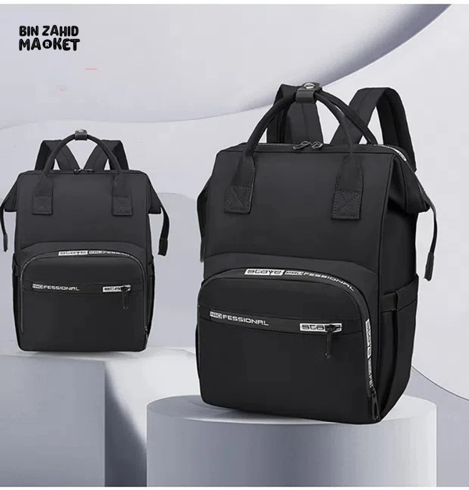 FASHIONABLE MOMMY BACKPACK LARGE CAPACITY TRAVEL STORAGE BAG Black