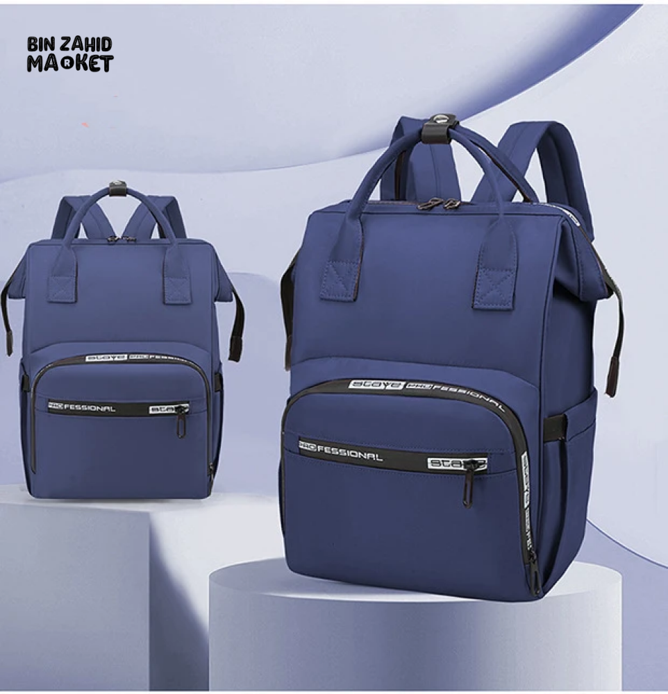 FASHIONABLE MOMMY BACKPACK LARGE CAPACITY TRAVEL STORAGE BAG Blue