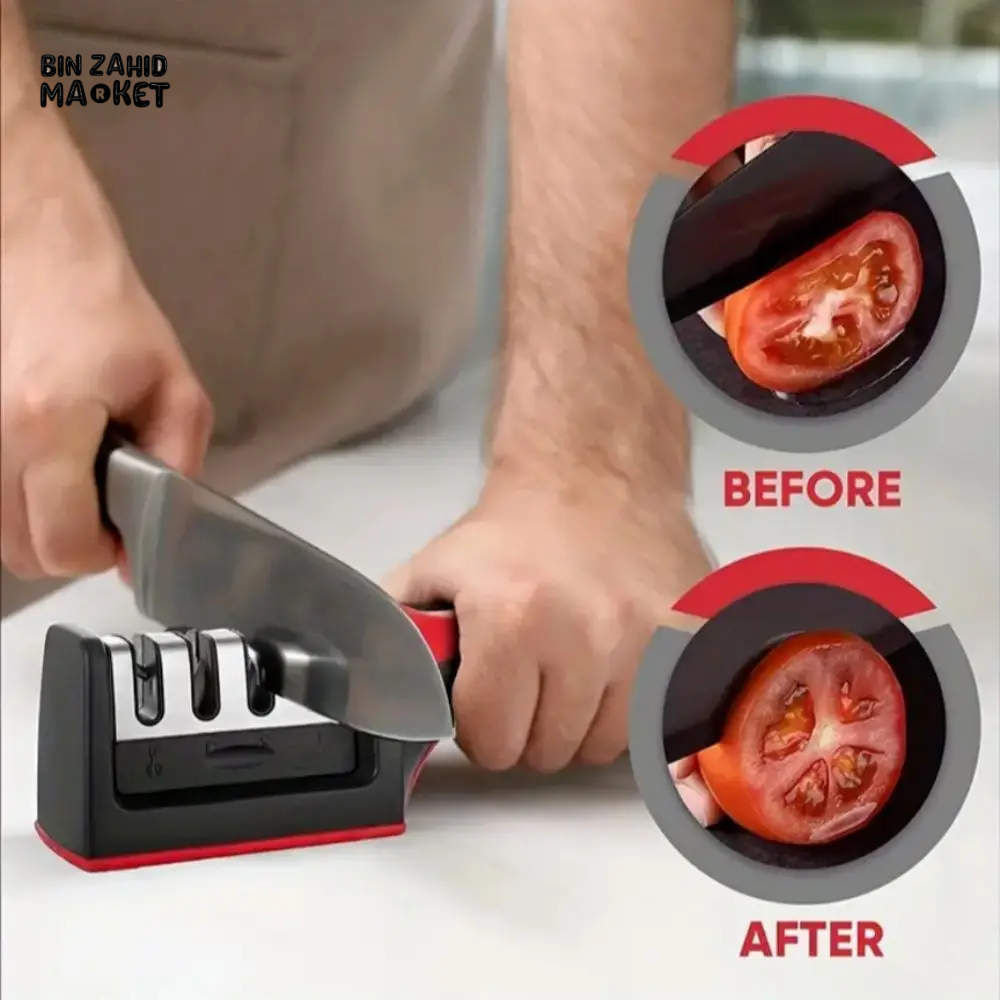 FAST 4-STAGE PROFESSIONAL KNIFE SHARPENER – SHARPENING & CUTTING TOOL FOR KITCHEN BLADES