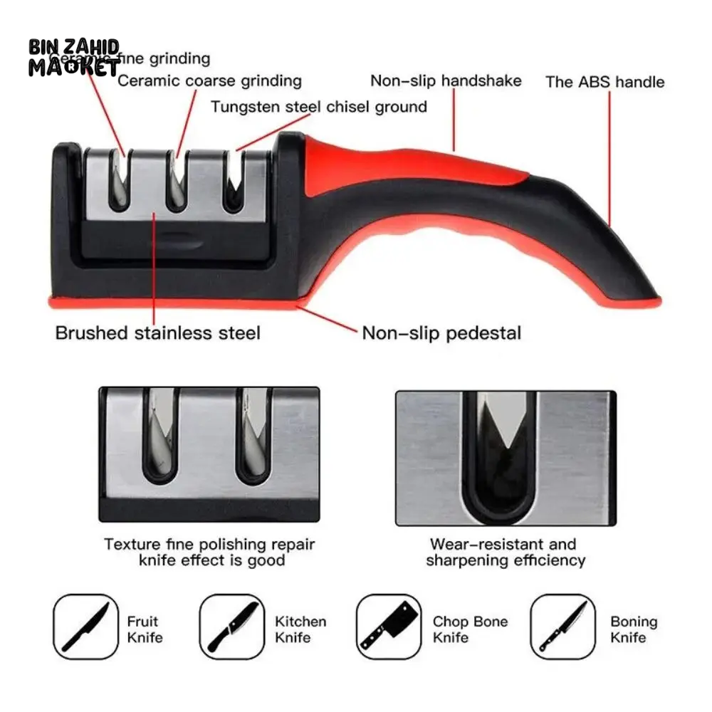 FAST 4-STAGE PROFESSIONAL KNIFE SHARPENER – SHARPENING & CUTTING TOOL FOR KITCHEN BLADES