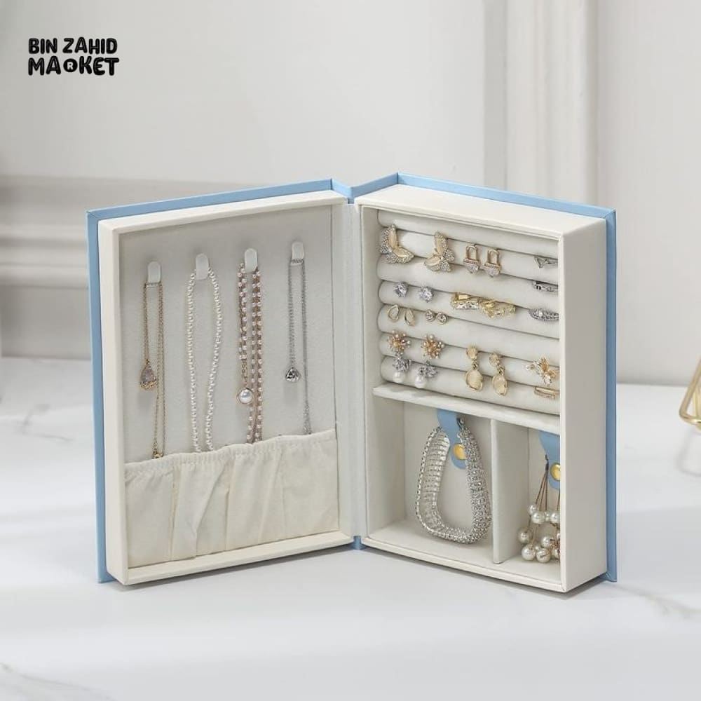 FAUX BOOK SHAPED JEWELRY BOX WITH MAGNETIC LOCK Blue