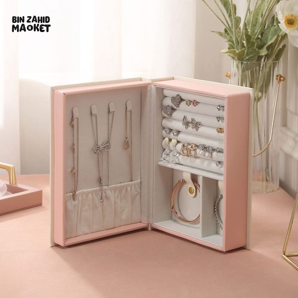 FAUX BOOK SHAPED JEWELRY BOX WITH MAGNETIC LOCK Pink