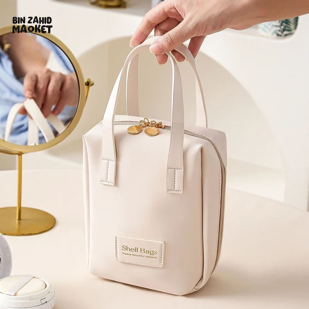 FAUX LEATHER ZIPPER COSMETIC BAG