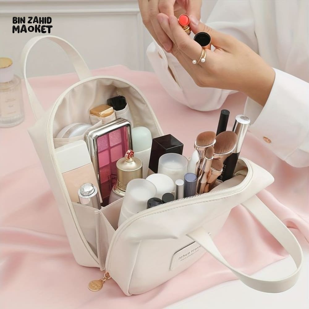 FAUX LEATHER ZIPPER COSMETIC BAG