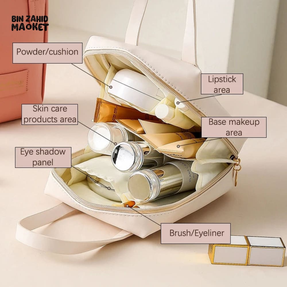FAUX LEATHER ZIPPER COSMETIC BAG