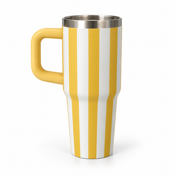 Yellow Striped Handle Tumbler