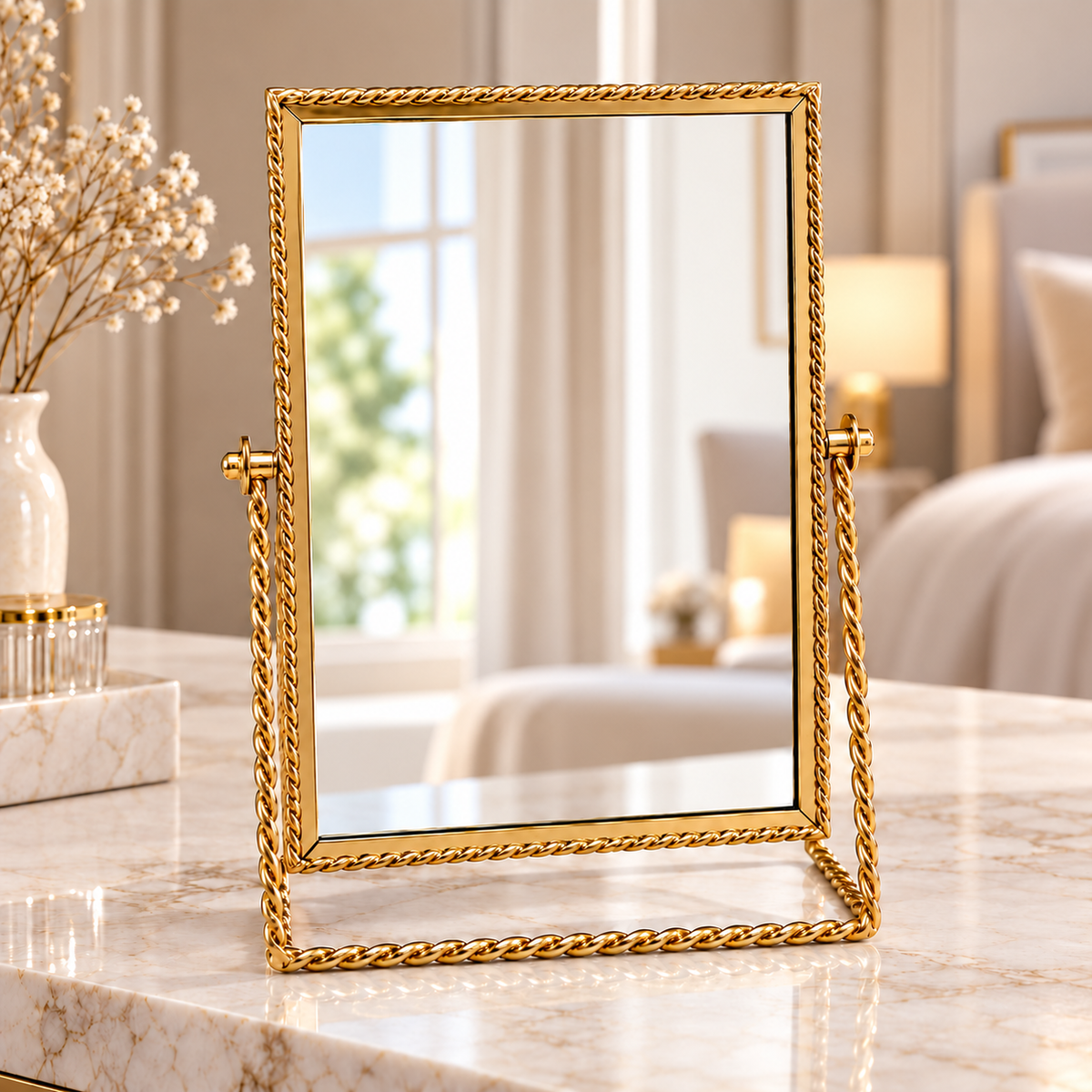 Golden Tabletop Mirror