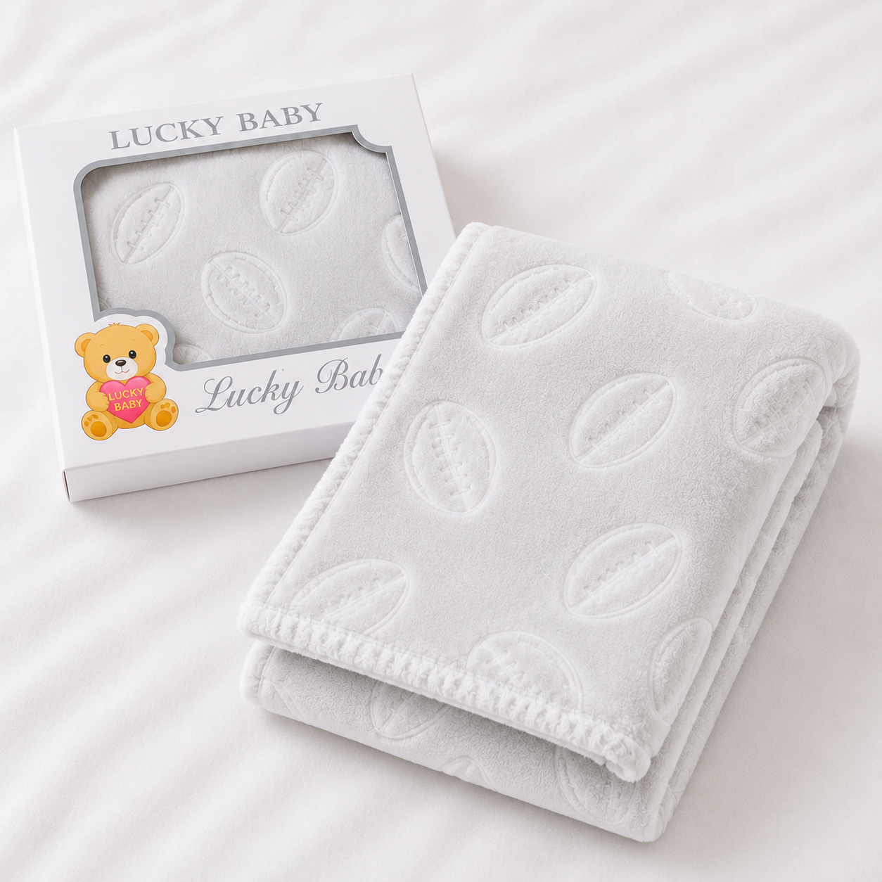 HAPPIMUMS BABY PLUSH SLEEPING BLANKET DOUBLE PLY BASEBALL 110 x 80 - GREY