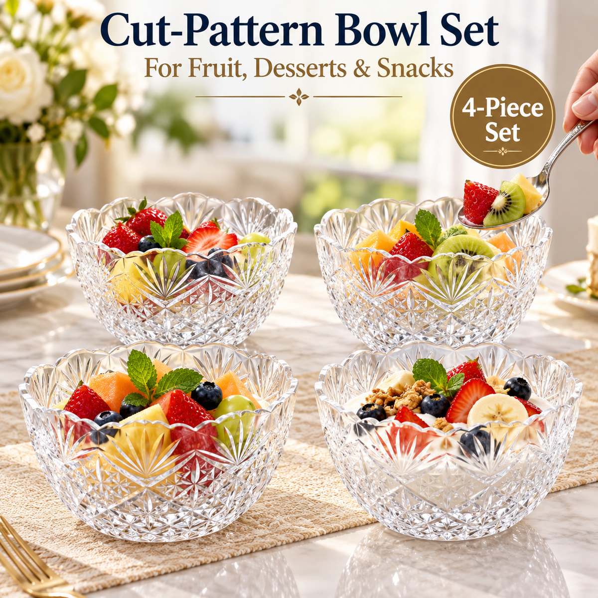 Danny Home 4 Piece Cut-Pattern Bowl Set