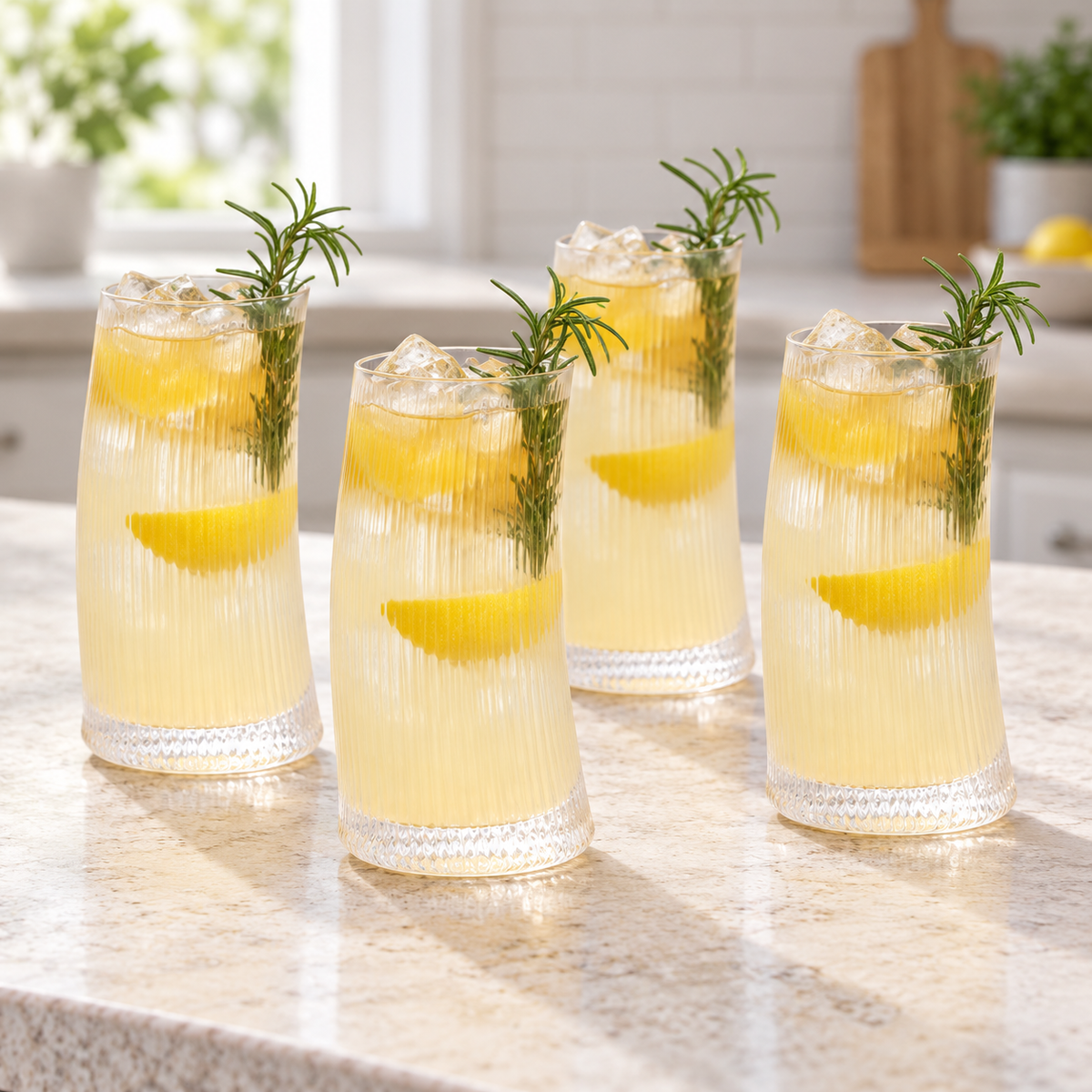 Danny Home 4 Piece Tall Ribbed Glass Set - 500 ml