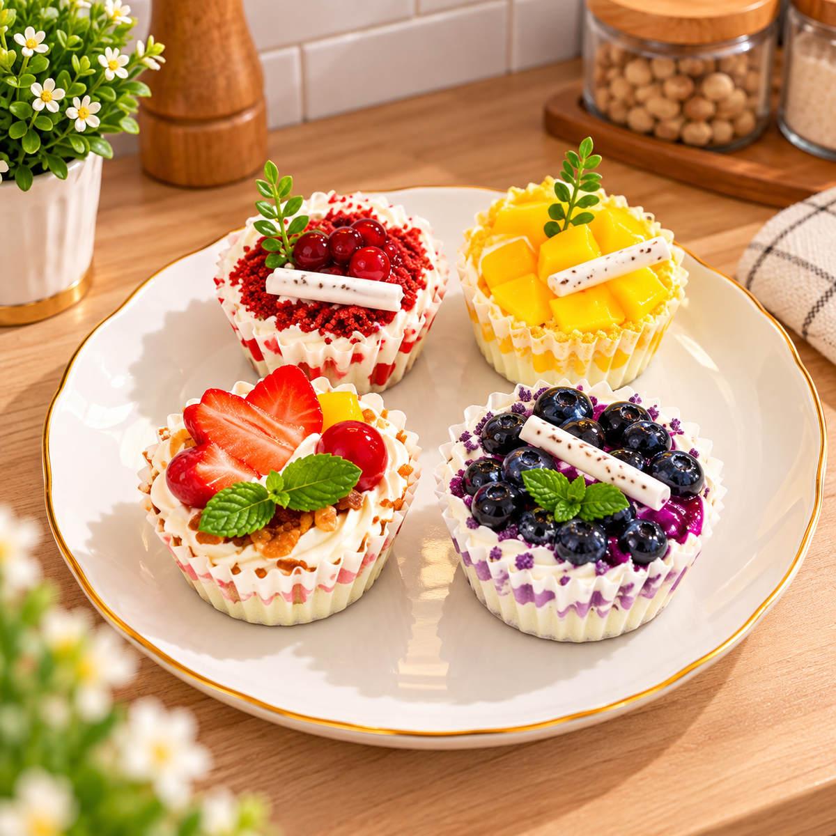 DECORATIVE ARTIFICIAL FRUIT CREAM CUPCAKE - 1 PIECE