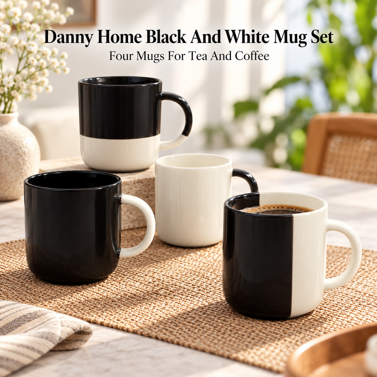 Danny Home 1 Piece Black And White Mug - 450 ml