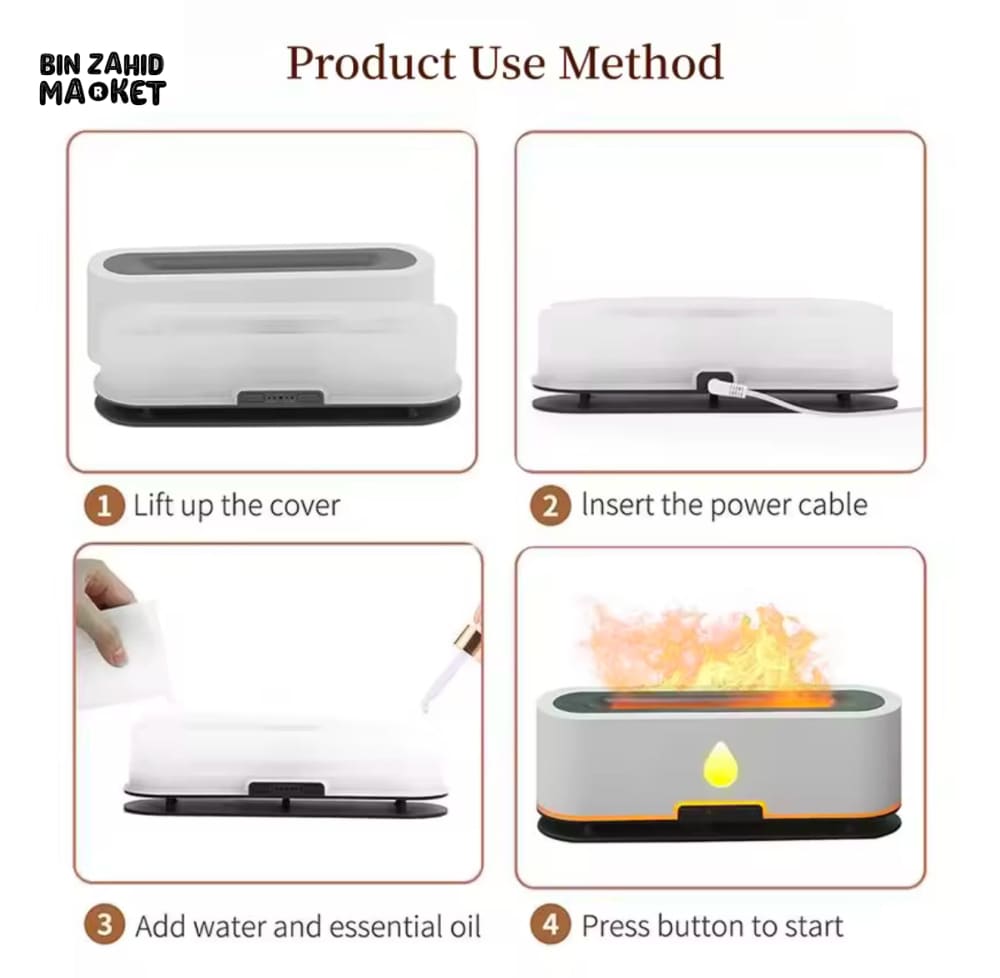FLAME HUMIDIFIER WITH REMOTE – AROMA DIFFUSER & COOL MIST