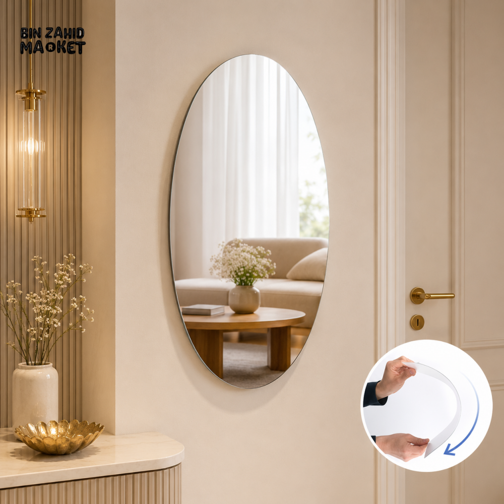 FLEXIBLE OVAL SELF-ADHESIVE WALL MIRROR