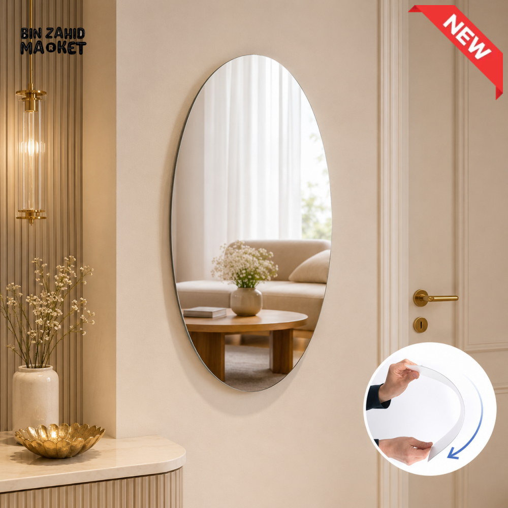 FLEXIBLE OVAL SELF-ADHESIVE WALL MIRROR