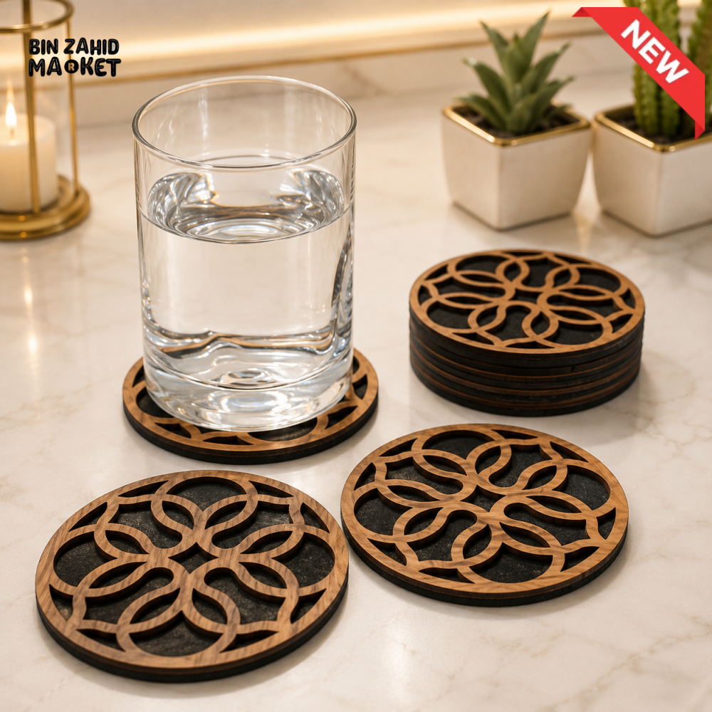 FLORAL CUTWORK ROUND DRINK COASTER SET