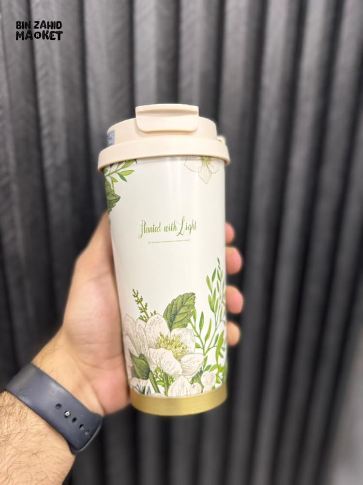 FLORAL PRINT TRAVEL MUG – INSULATED REUSABLE COFFEE TUMBLER WITH LEAK-PROOF LID