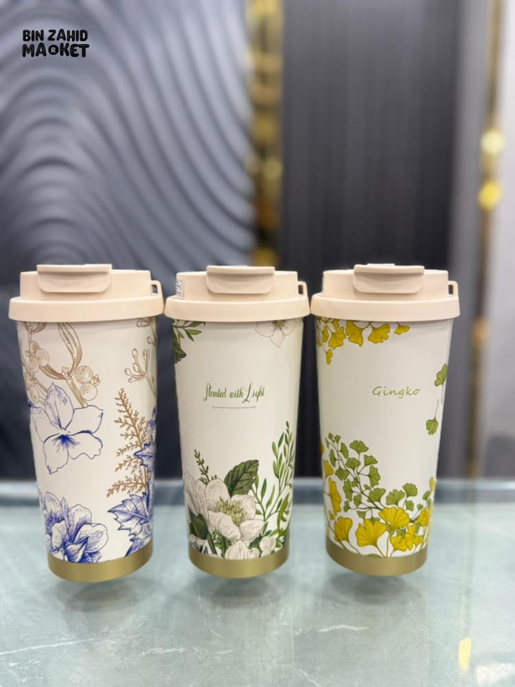 FLORAL PRINT TRAVEL MUG – INSULATED REUSABLE COFFEE TUMBLER WITH LEAK-PROOF LID