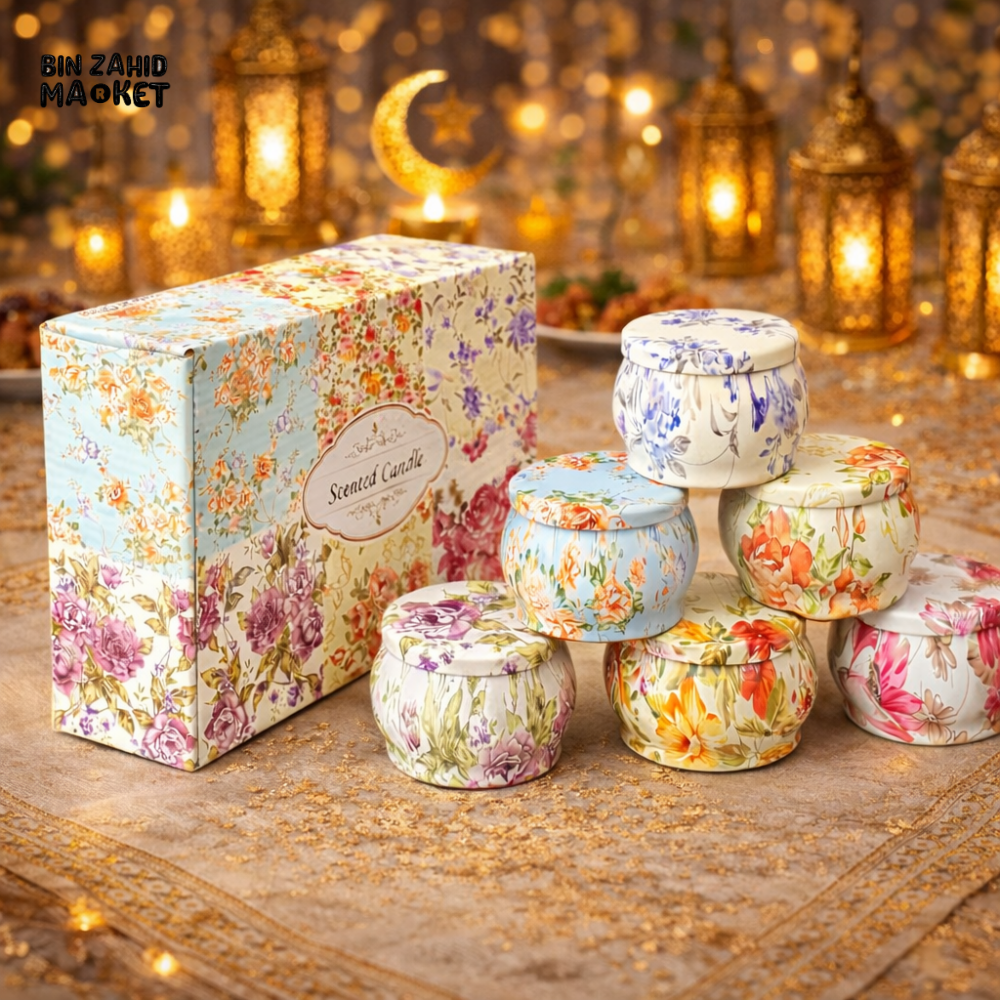 FLORAL SCENTED CANDLE IN TIN JAR WITH LID 12 PIECES BOX – LUXURY HOME FRAGRANCE DECOR