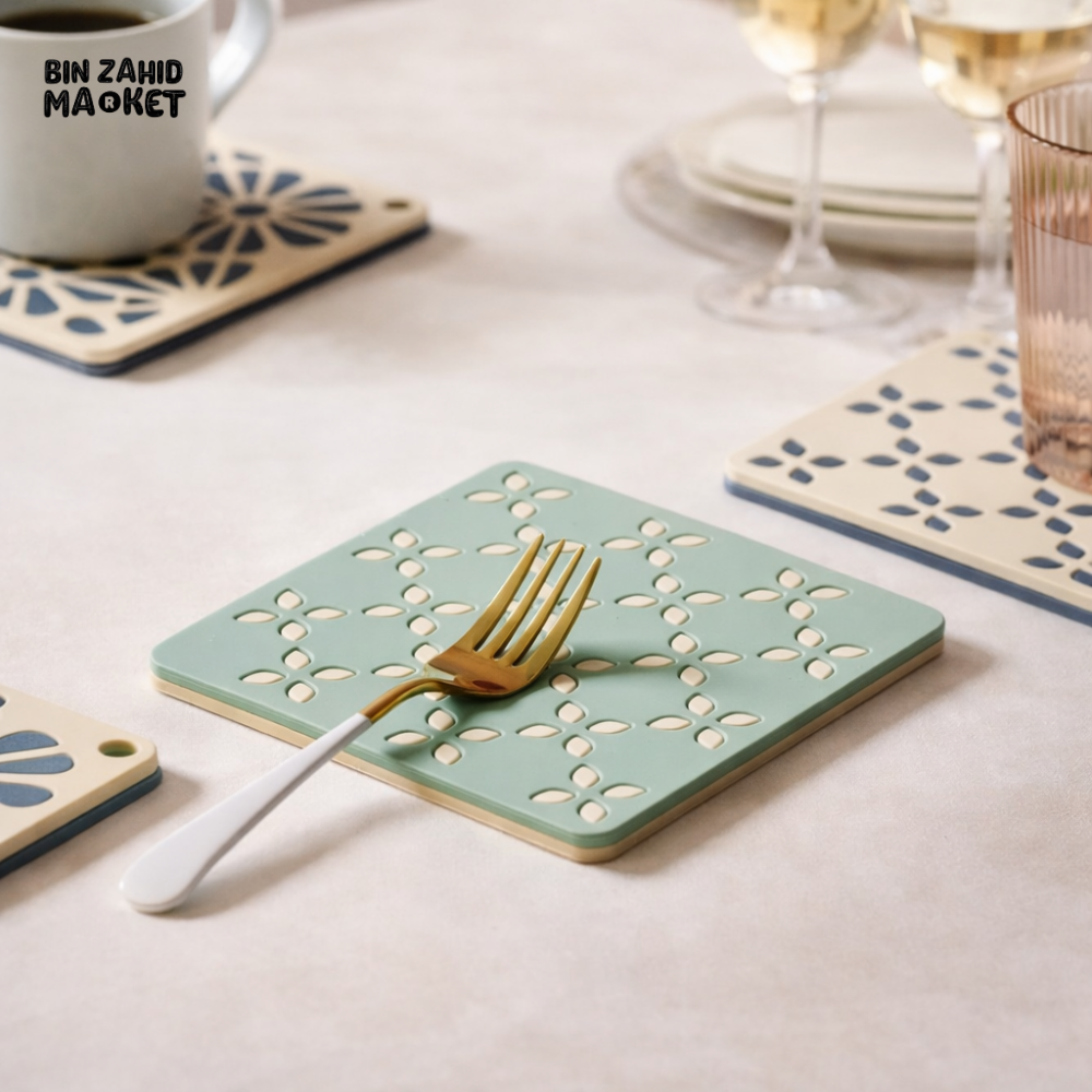 FLORAL SILICONE COASTER SET – HEAT-RESISTANT DINING & TABLE PROTECTION MAT