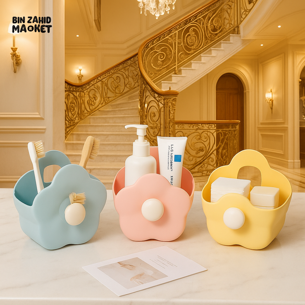 FLOWER SHAPED MULTIPURPOSE STORAGE HOLDER – BATHROOM & VANITY ORGANIZER