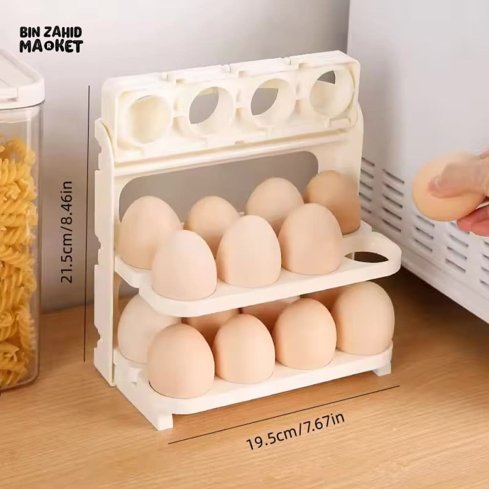 FOLDABLE EGG STORAGE RACK – KITCHEN FRIDGE DOOR ORGANIZER
