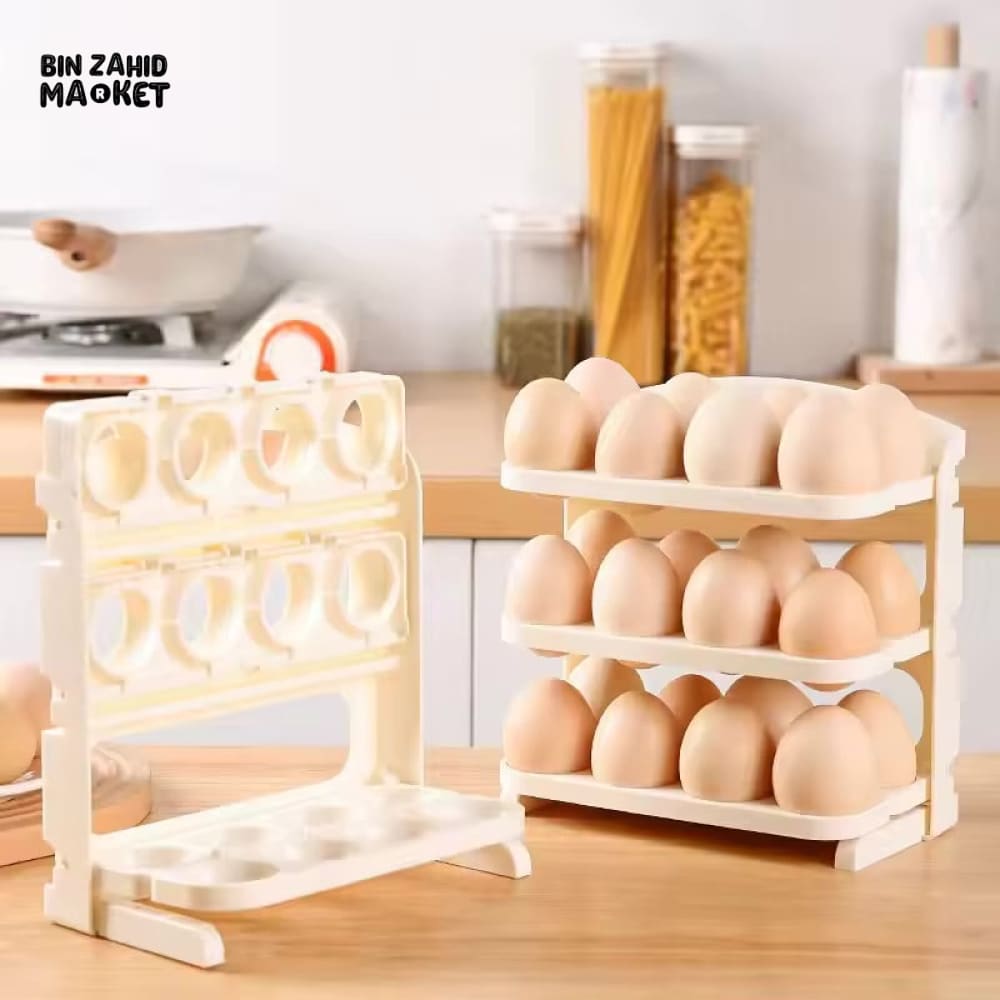FOLDABLE EGG STORAGE RACK – KITCHEN FRIDGE DOOR ORGANIZER