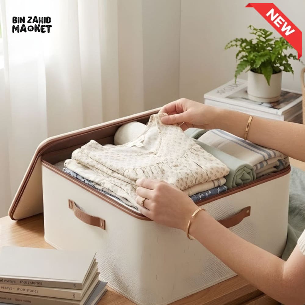 FOLDABLE FABRIC CLOTHES STORAGE BOX WITH HANDLES - Storage Boxes & Baskets