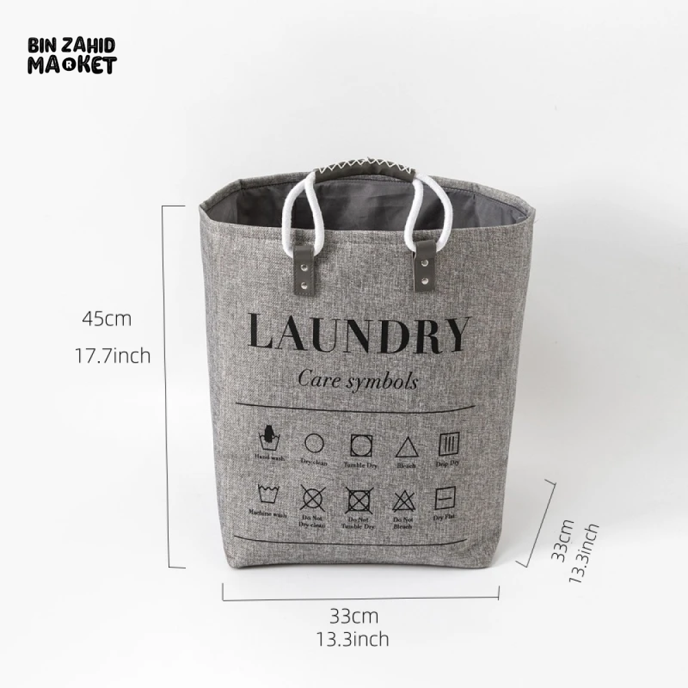 FOLDABLE LAUNDRY BASKET COTTON LINEN LARGE STORAGE BASKET WITH HANDLE WATERPROOF FOLDING BASKET FOR DIRTY CLOTHES & KIDS TOYS