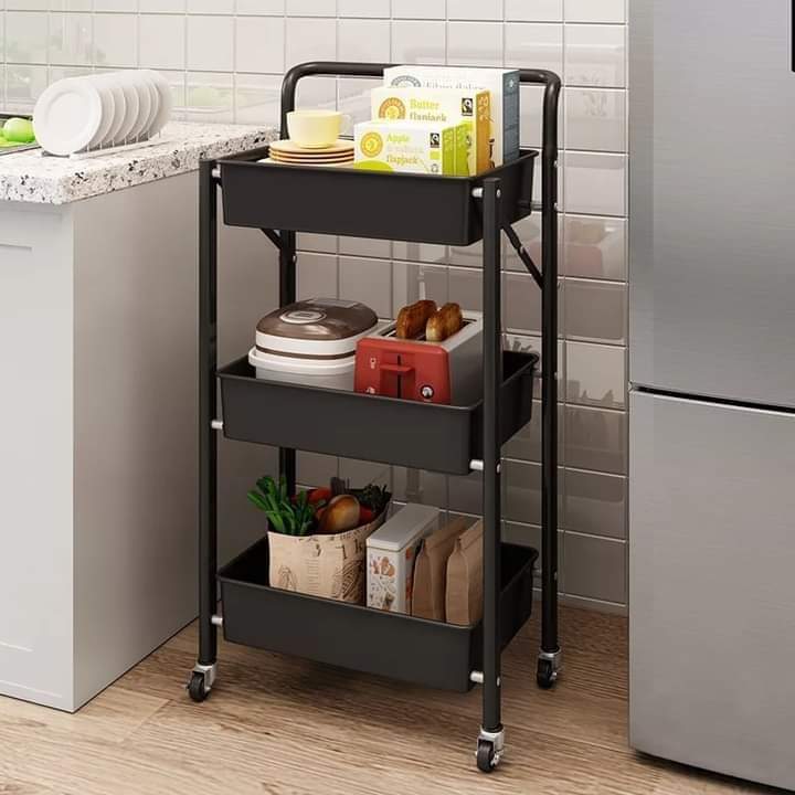 Foldable Metal Trolley By Matrix Black