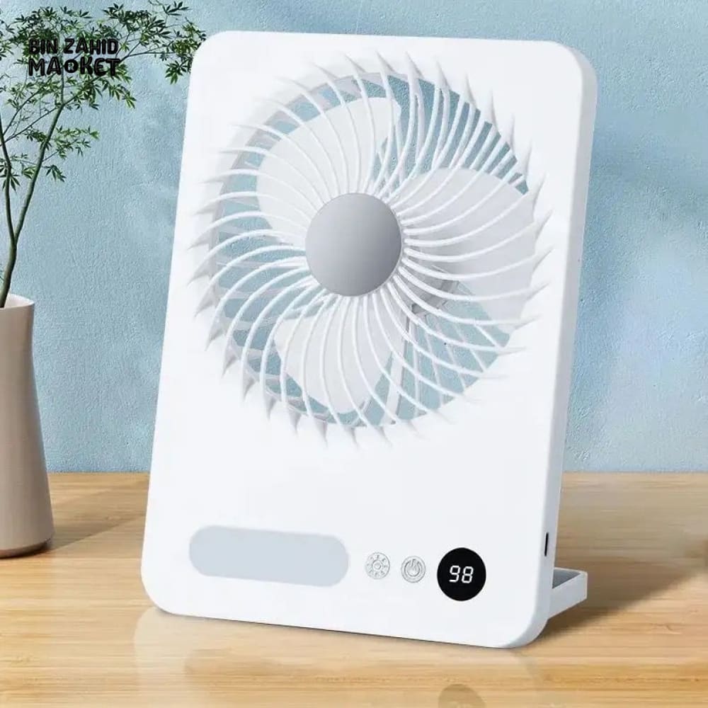 FOLDABLE SLIM MINI SUMMER DESK FAN WITH LED LIGHT