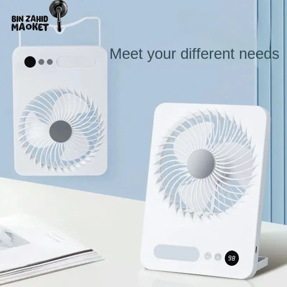 FOLDABLE SLIM MINI SUMMER DESK FAN WITH LED LIGHT