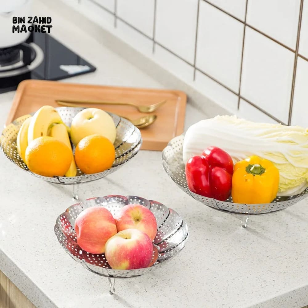 FOLDABLE STEEL STEAMING TRAY