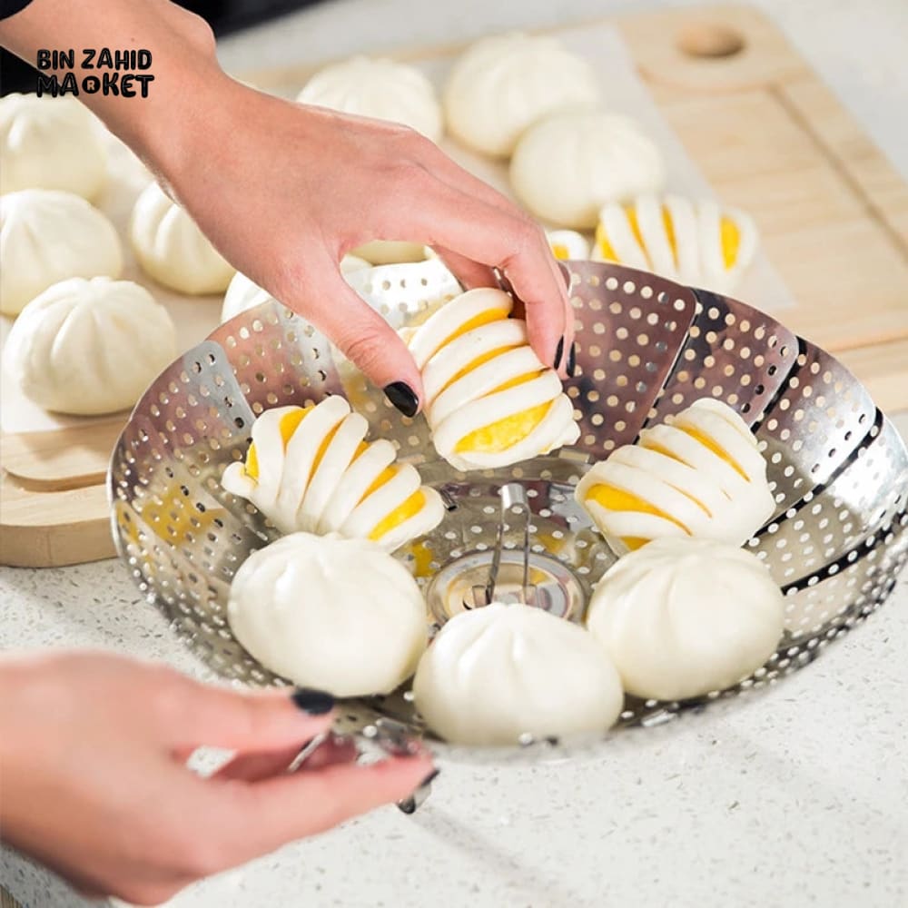 FOLDABLE STEEL STEAMING TRAY