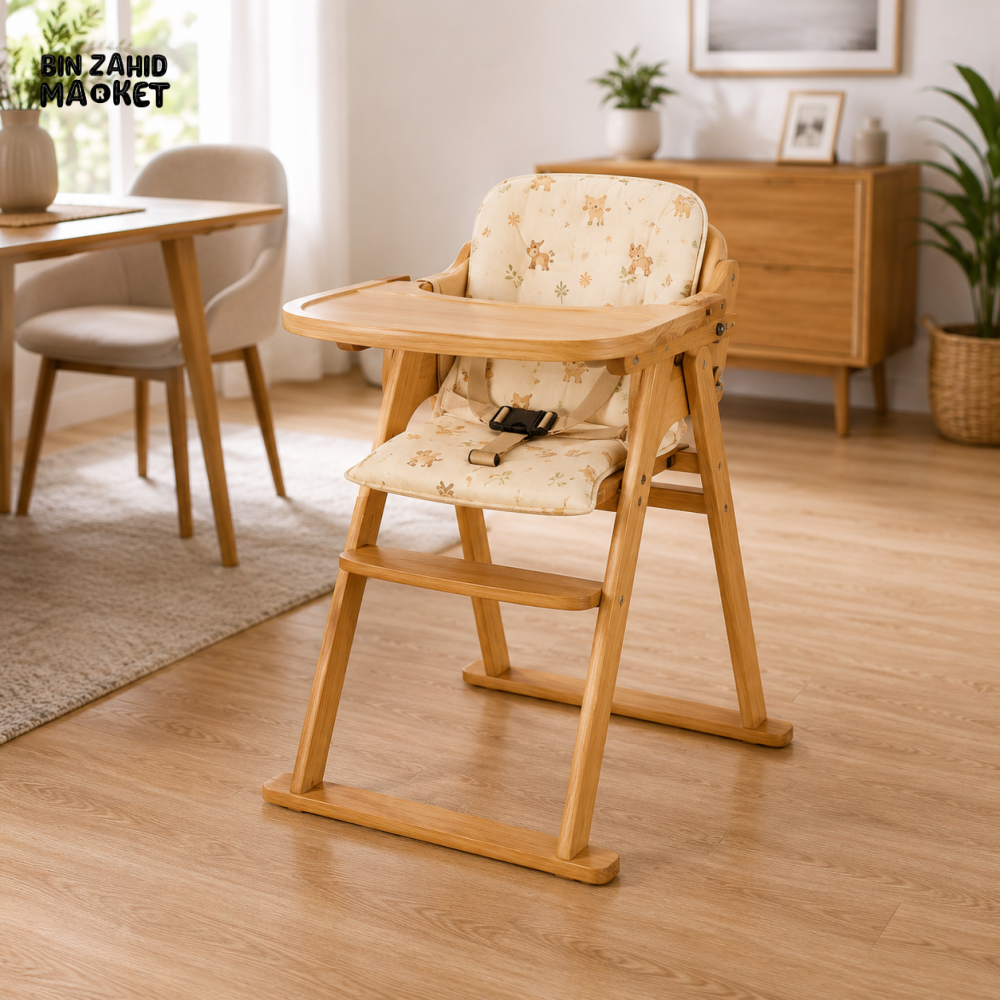 FOLDABLE WOODEN BABY HIGH CHAIR