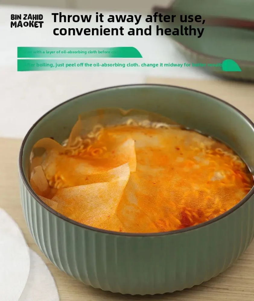 FOOD GRADE SOUP OIL ABSORBENT PAPER SPECIAL STEW & SOUP FILTER SHEETS 50 PCS FOR HOME COOKING & BAKING