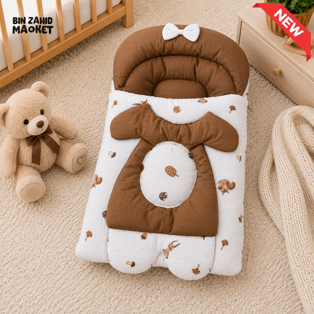 FOREST ANIMAL PRINT COTTON POLYESTER BABY CARRY NEST WITH BEAR DESIGN