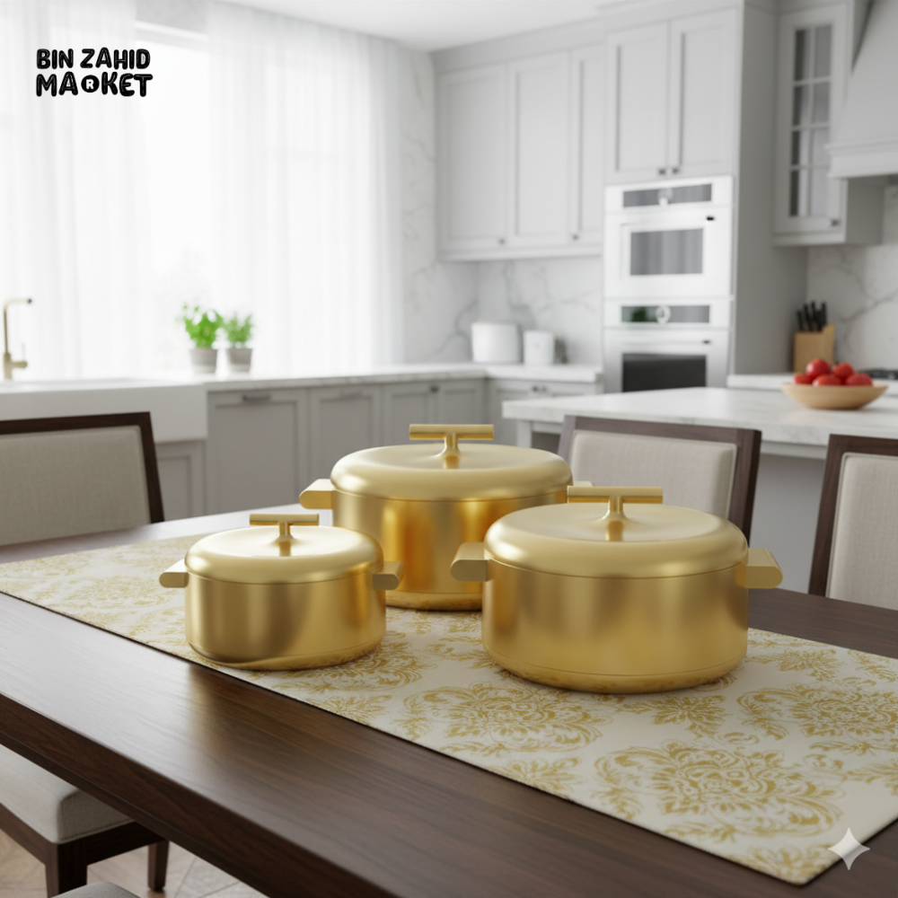 FORVEVER GOLD LUXURIOUS 3 PIECES HOT POT SET - GOLD