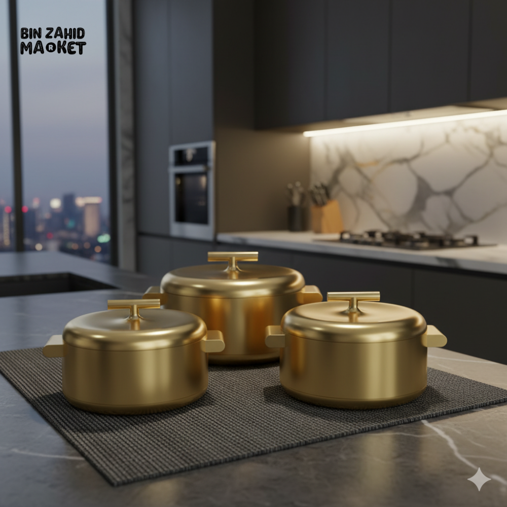 FORVEVER GOLD LUXURIOUS 3 PIECES HOT POT SET - GOLD