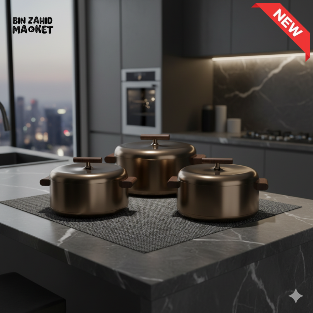 FORVEVER GOLD LUXURIOUS 3 PIECES HOT POT SET - BRONZE