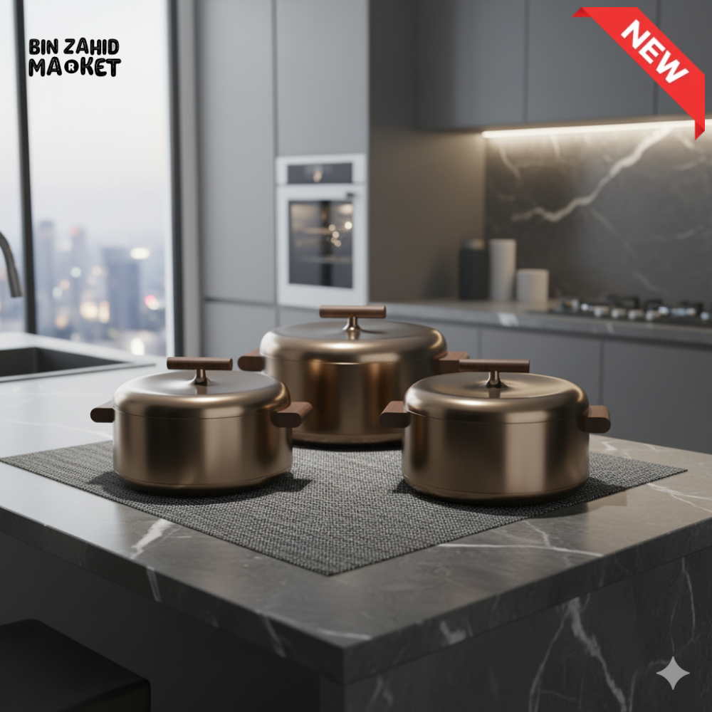 FORVEVER GOLD LUXURIOUS 3 PIECES HOT POT SET - BRONZE