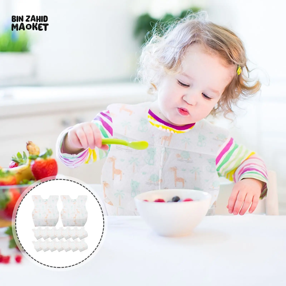 FRUIT PRINT DISPOSABLE TODDLER BIBS – PACK OF 3 MESS-FREE MEALTIME & DROOL PROTECTION