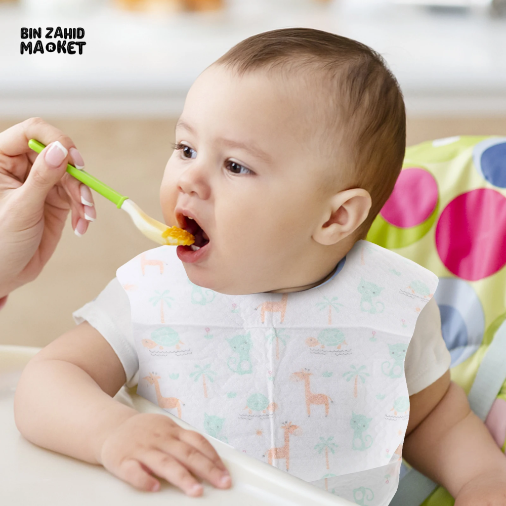 FRUIT PRINT DISPOSABLE TODDLER BIBS – PACK OF 3 MESS-FREE MEALTIME & DROOL PROTECTION