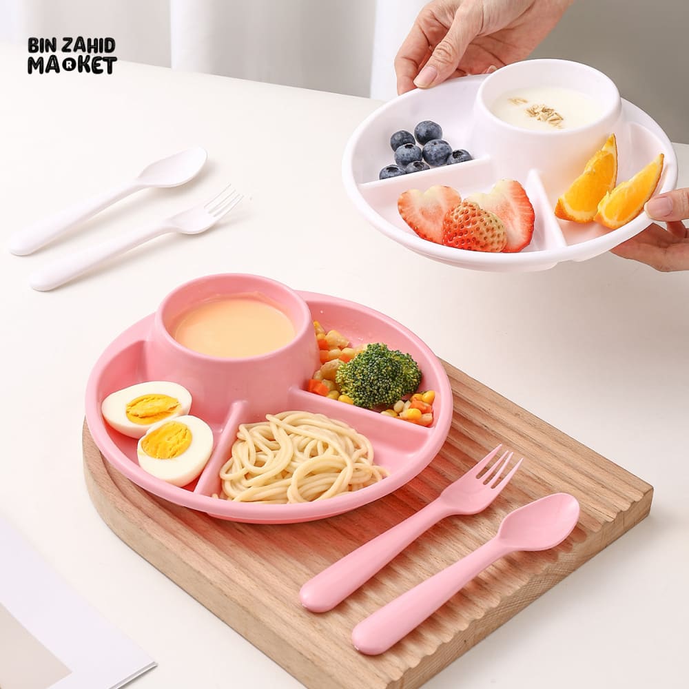 FRUIT SALAD DIVIDED PLATE – MICROWAVE SAFE REUSABLE FOOD DISH FOR CAKE DESSERT AND KITCHEN TABLEWARE