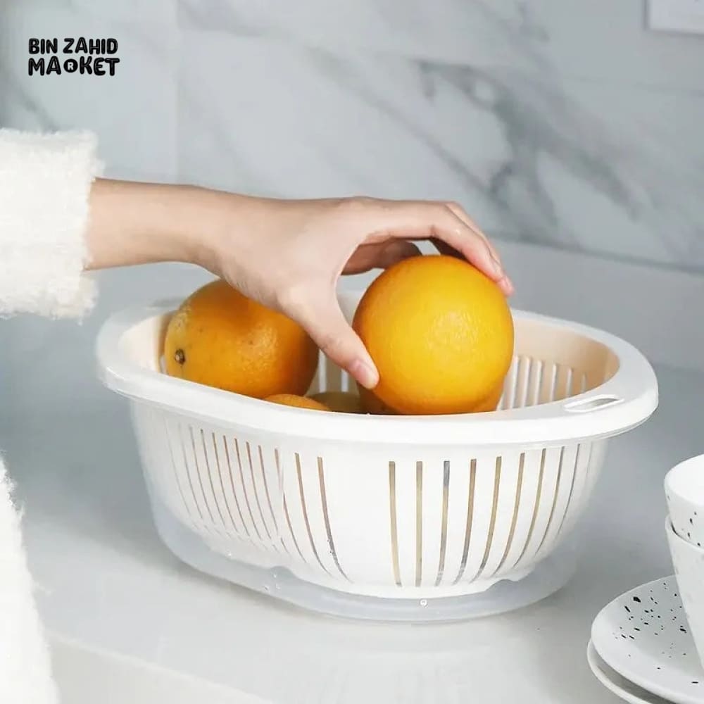 FRUITS & VEGETABLES DRAIN BASKET WITH LID