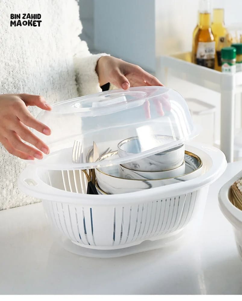 FRUITS & VEGETABLES DRAIN BASKET WITH LID