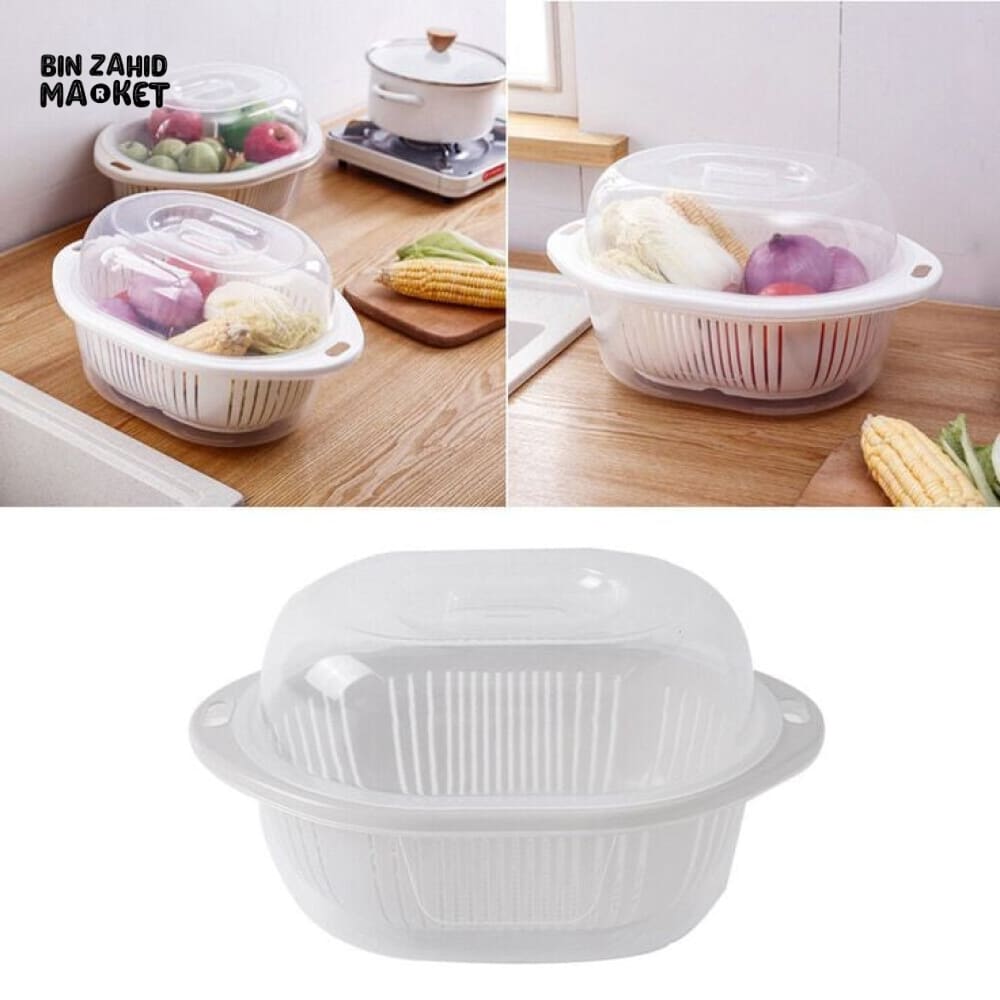 FRUITS & VEGETABLES DRAIN BASKET WITH LID