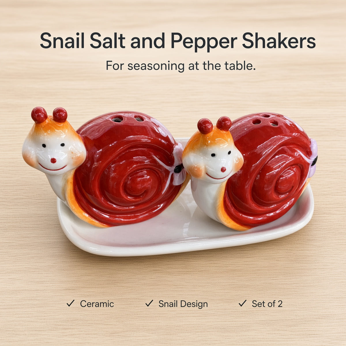 Kitchlux Ceramic Salt and Pepper Shakers - Snail